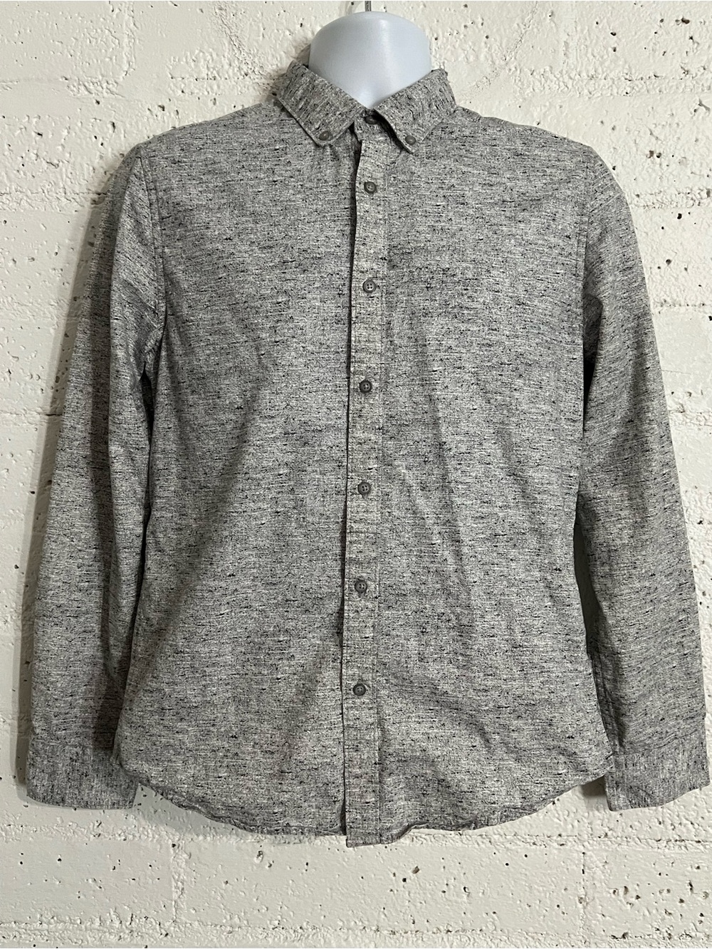 Denim & Flower Ricky Singh Casual Button Down Shirt S Gray Heathered Long Sleeve